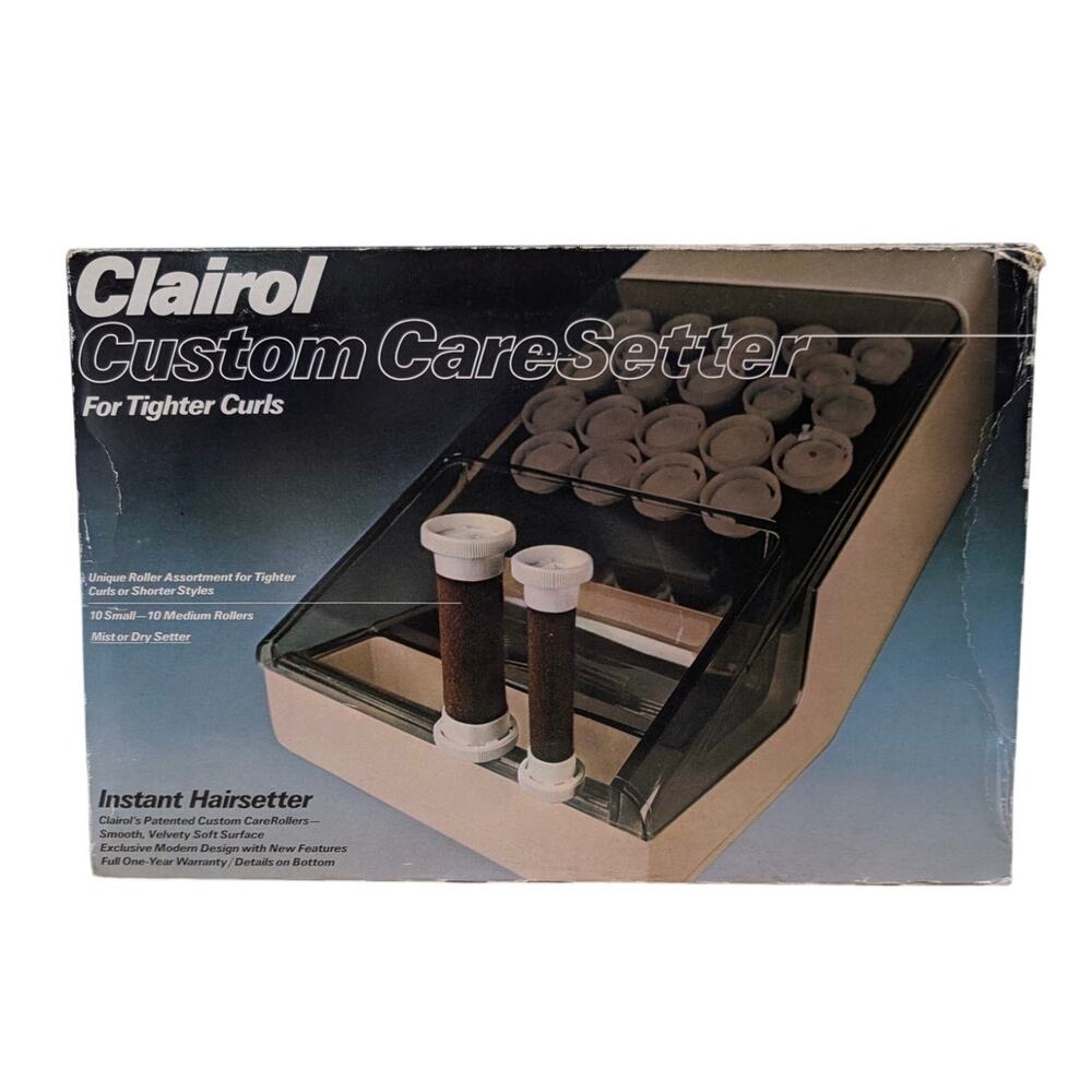Vintage Clairol Custom CareSetter FT-20 Flocked Velvet Hot Rollers Curlers Clips
